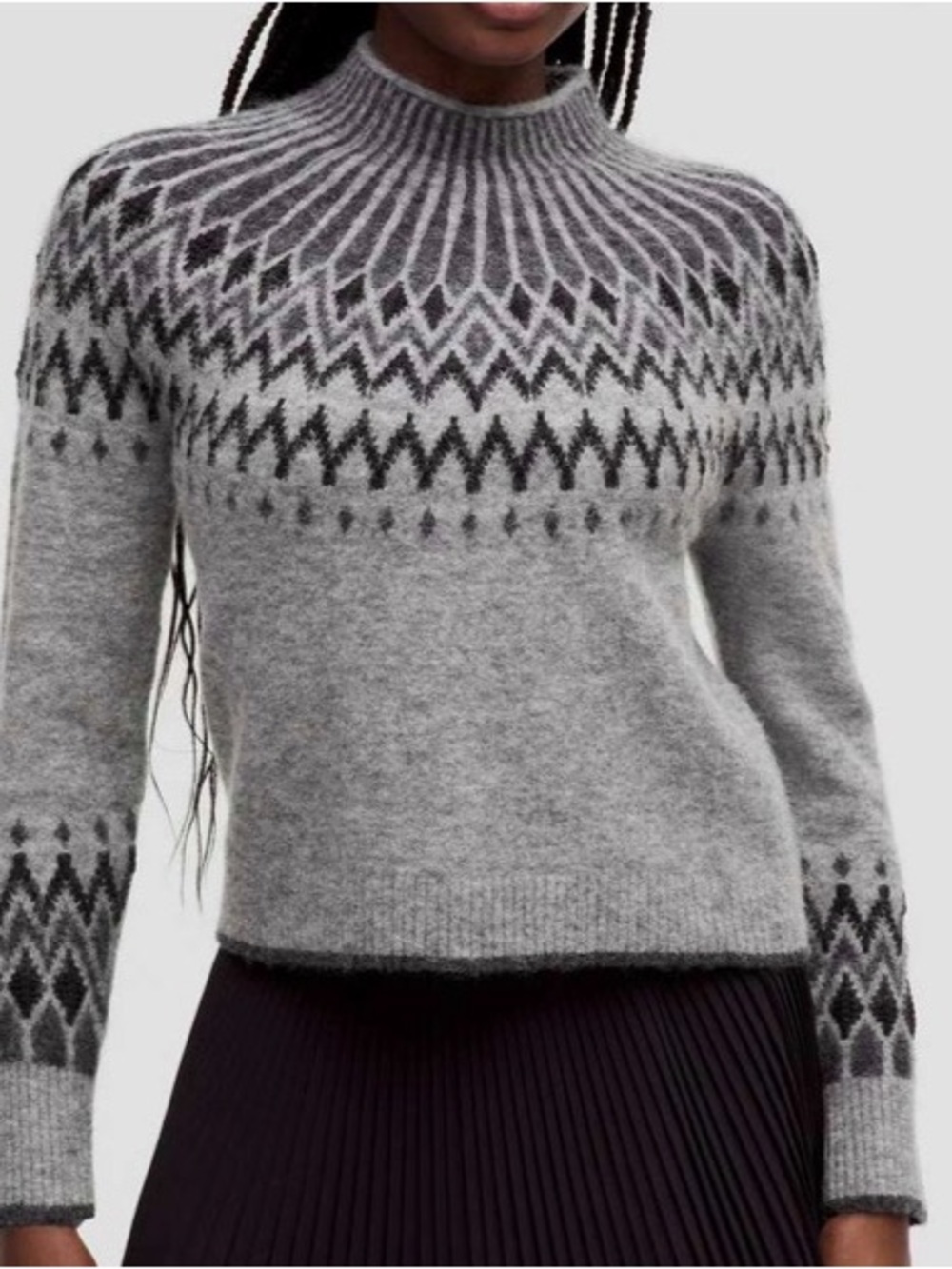 Gray Nordic Pattern Crewneck Sweater Retail - $168